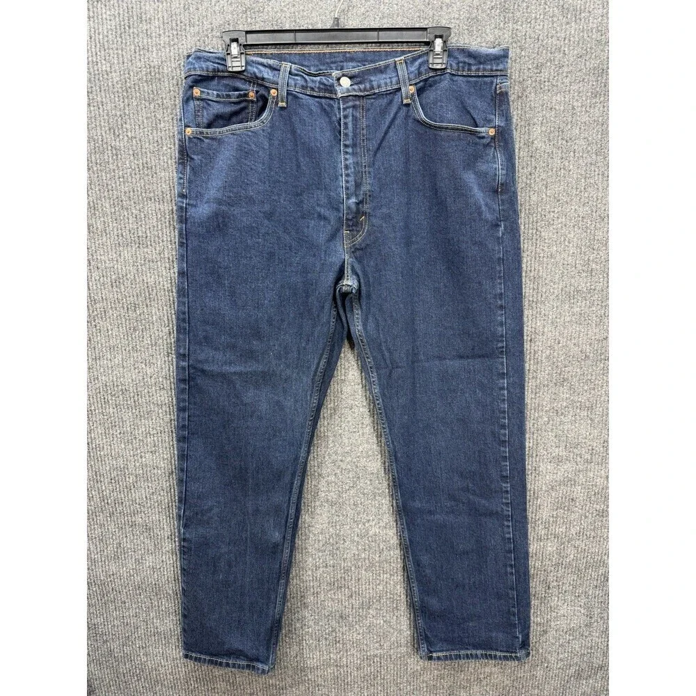 Levis 505 Jeans Mens 40x32 Blue Regular Straight Leg Denim Stretch Dark Wash